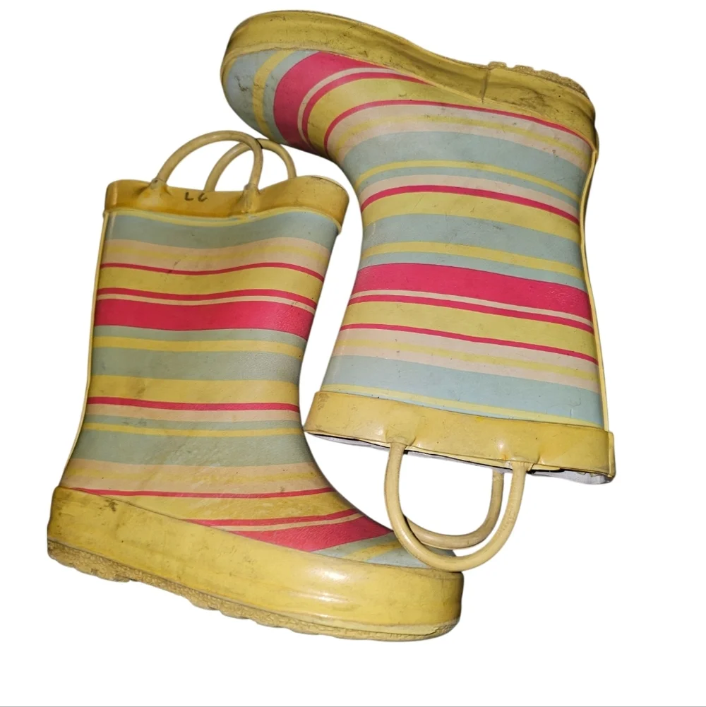 Girls' Yellow Multi-Stripe Rain Boots
